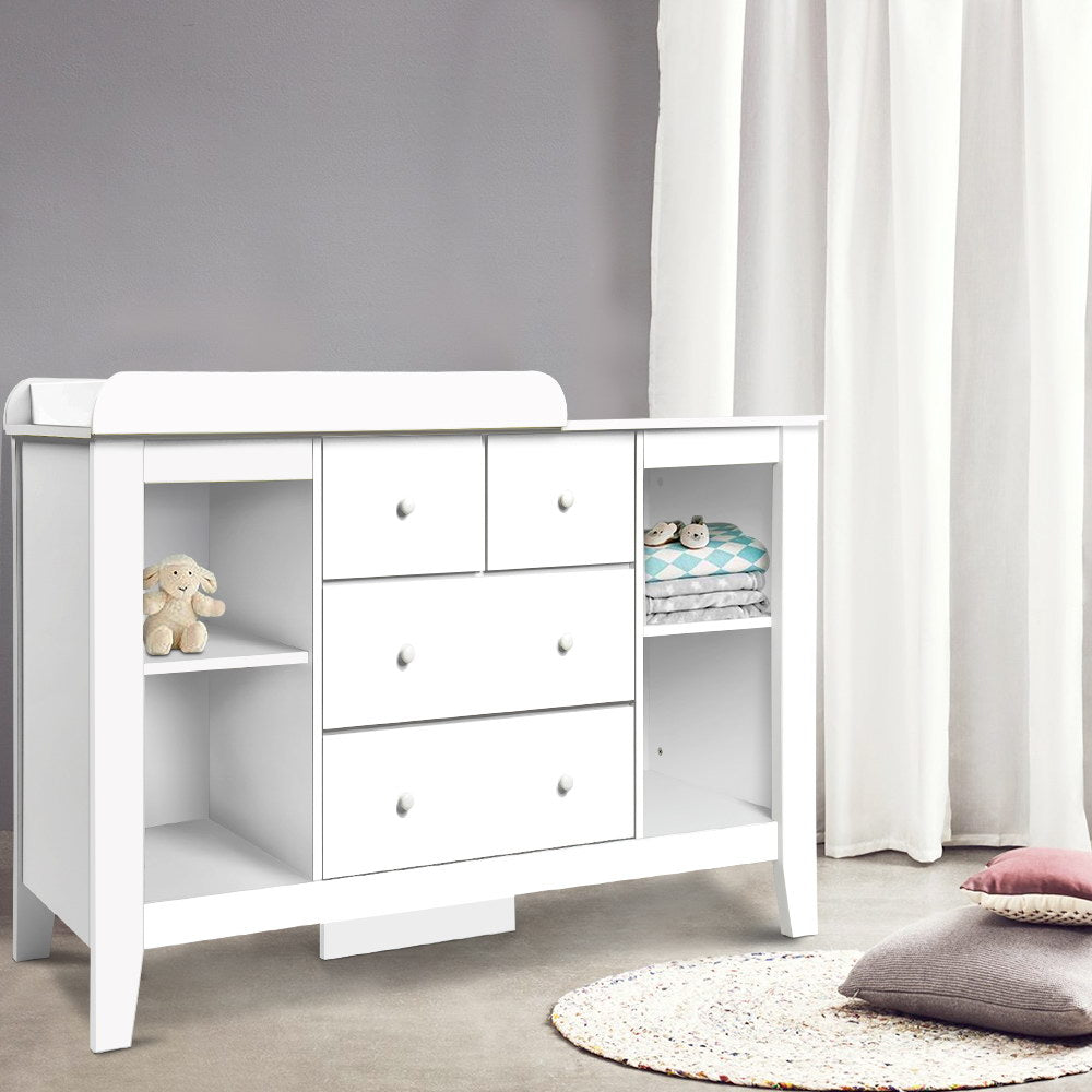 Baby Change Table Tall boy Drawers Dresser Chest Storage Cabinet White