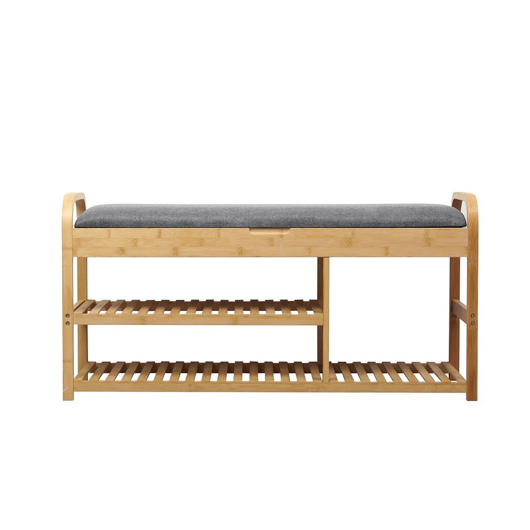 Bamboo Shoe Rack Bench with Storage for Entryway Seating - Natural - Rivercity House & Home Co. (ABN 18 642 972 209) - Affordable Modern Furniture Australia