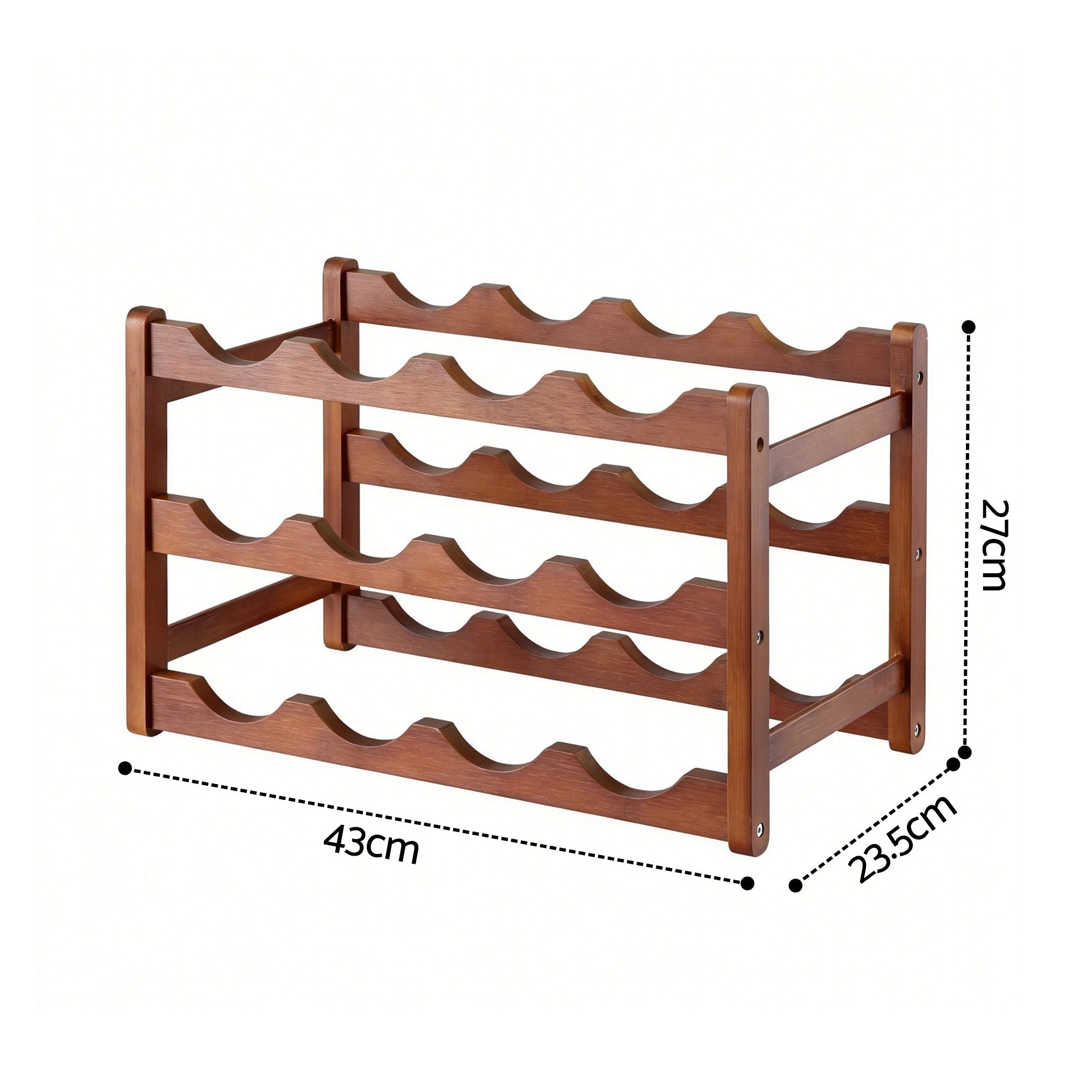 Bamboo Wine Rack 3 - Tier Display Storage Organizer 12 Bottle Walnut - Furniture > Dining > Wine Racks - Rivercity House & Home Co. (ABN 18 642 972 209) - Affordable Modern Furniture Australia