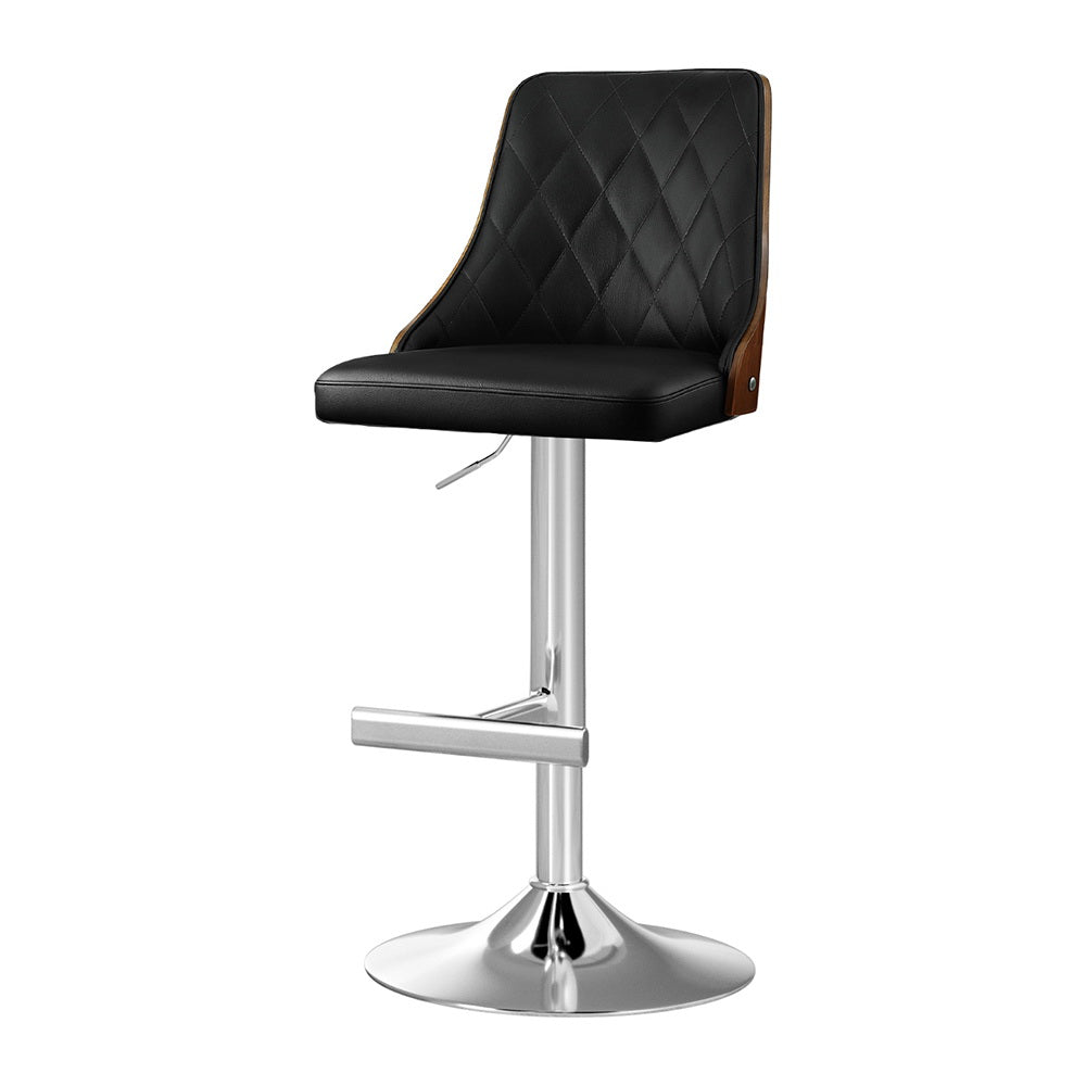 Bar Stool Bentwood Swivel Adjustable Kitchen Counter Stool Leather Black - Furniture > Bar Stools & Chairs > Table & Bar Stools - Rivercity House & Home Co. (ABN 18 642 972 209) - Affordable Modern Furniture Australia