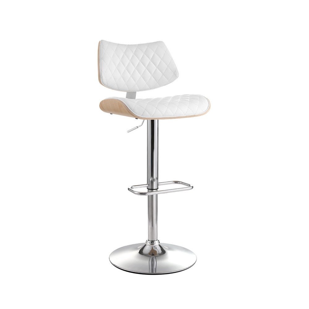 Bar Stools Kitchen Dining Chairs Gas Lift Stool Wooden Leather White - Furniture > Bar Stools & Chairs - Rivercity House & Home Co. (ABN 18 642 972 209) - Affordable Modern Furniture Australia