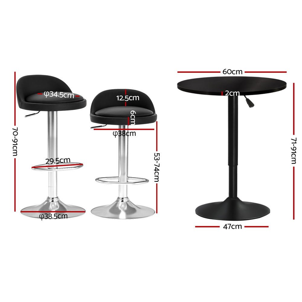 Bar Table and Stools Set Dining Desk Kitchen Chairs Cafe Pub - Furniture > Bar Stools & Chairs > Table & Bar Stools - Rivercity House & Home Co. (ABN 18 642 972 209) - Affordable Modern Furniture Australia