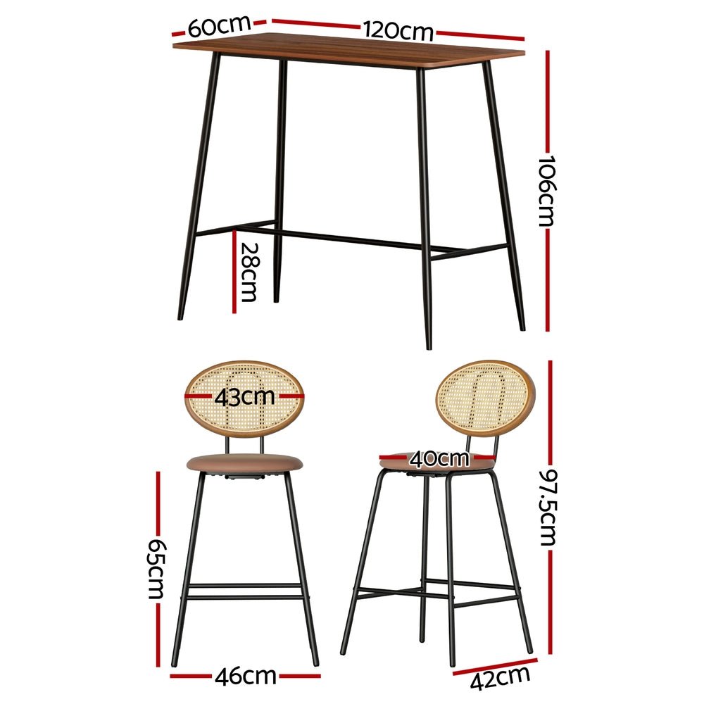 Bar Table Stools Set Dining Desk Industrial Kitchen Chairs Cafe Pub - Furniture > Bar Stools & Chairs > Table & Bar Stools - Rivercity House & Home Co. (ABN 18 642 972 209) - Affordable Modern Furniture Australia