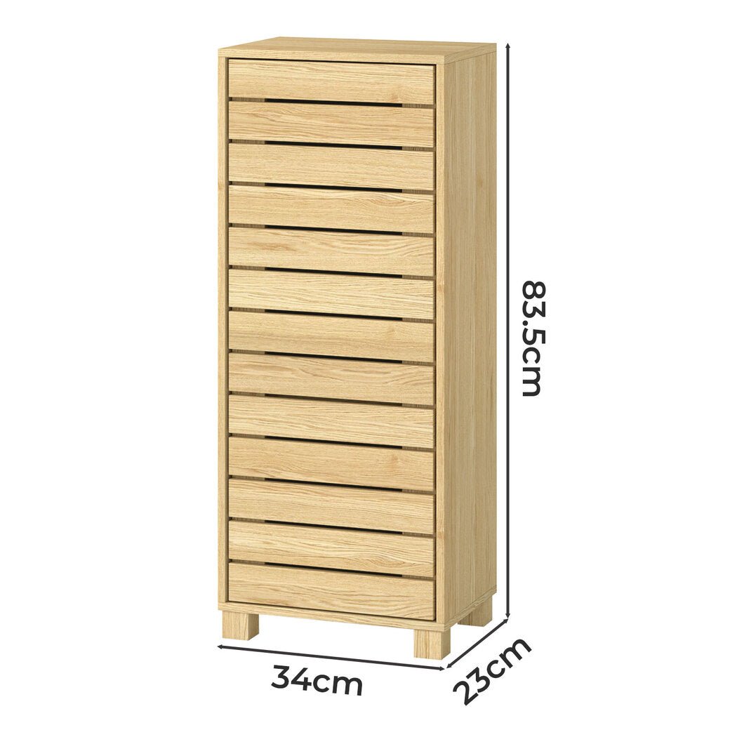 Bathroom Handleless Storage Cabinet with Adjustable Shelves Floor Shelf Unit - Oak - Rivercity House & Home Co. (ABN 18 642 972 209) - Affordable Modern Furniture Australia