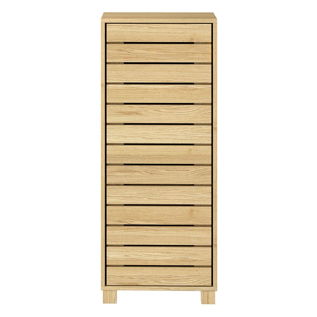 Bathroom Handleless Storage Cabinet with Adjustable Shelves Floor Shelf Unit - Oak - Rivercity House & Home Co. (ABN 18 642 972 209) - Affordable Modern Furniture Australia