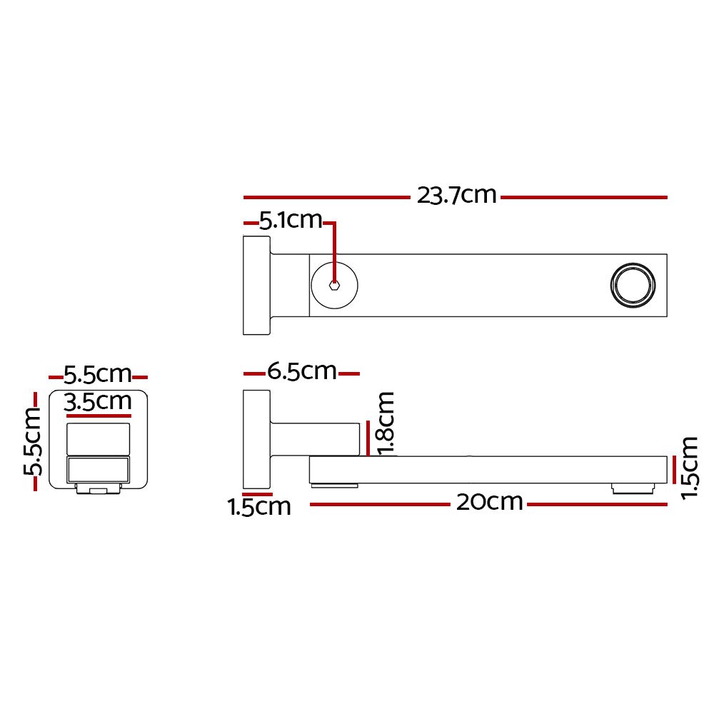 Bathroom Mixer Spout Wall Bath Tap Square Swivel Bathtub Chrome - Furniture > Bathroom > Tap & Sink Accessories - Rivercity House & Home Co. (ABN 18 642 972 209) - Affordable Modern Furniture Australia