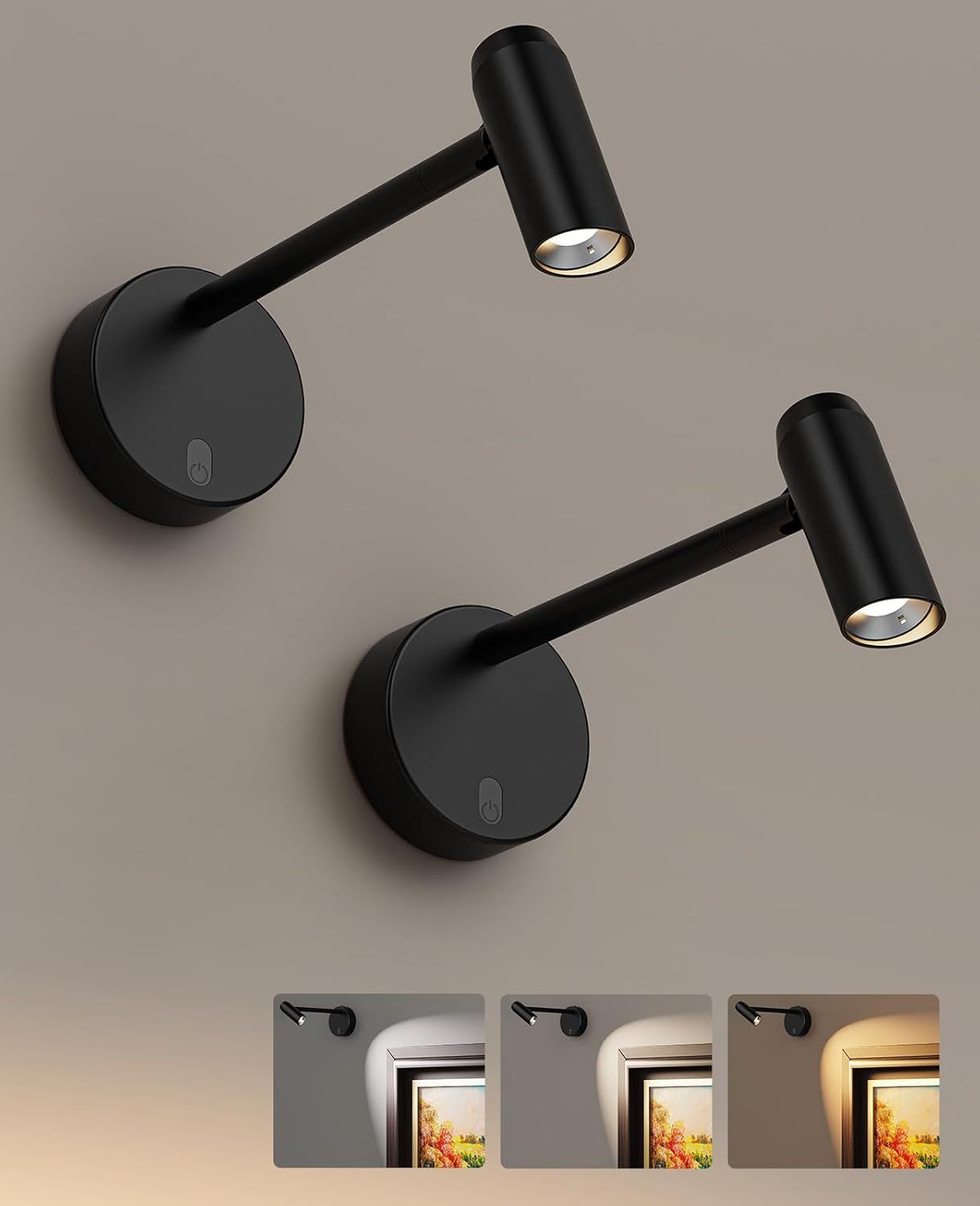 Battery Operated Dimmable Picture Wall Light with Remote Control 2PCS - Metallic - Home & Garden > Lighting > Wall Lights - Rivercity House & Home Co. (ABN 18 642 972 209) - Affordable Modern Furniture Australia