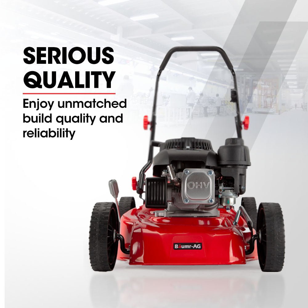 Baumr - AG Lawn Mower 139CC 17 Petrol Push Lawnmower 4 - Stroke Engine Catch - Home & Garden > Garden Tools - Rivercity House & Home Co. (ABN 18 642 972 209) - Affordable Modern Furniture Australia