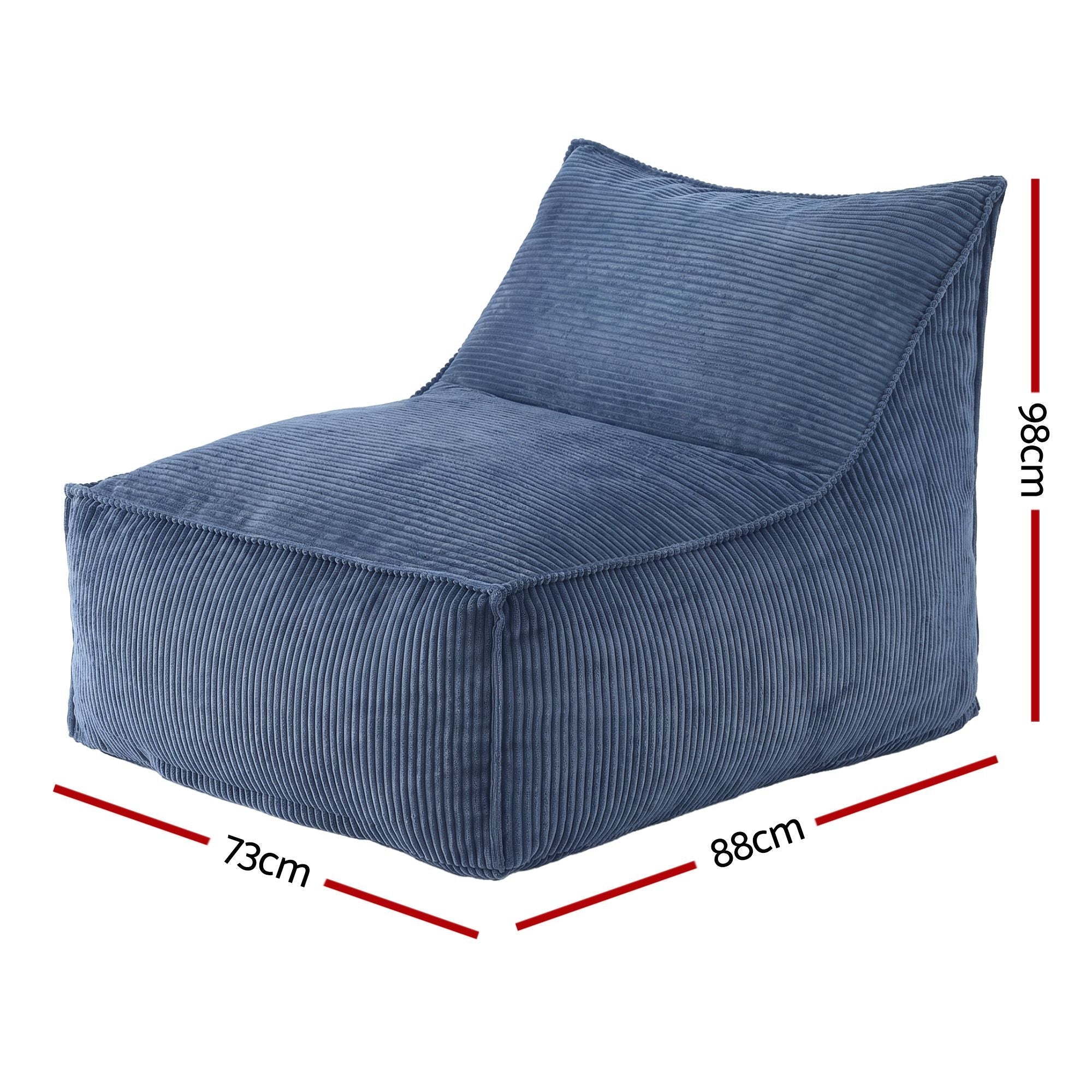 Bean Bag Chair Cover (No Filler) Soft Corduroy Stuffed Animal Storage Bean Bag Cover for Adults, Washable Lazy Sofa Cover for Living Room Bedroom, Blue - Furniture > Sofas > Sofa Accessories - Rivercity House & Home Co. (ABN 18 642 972 209) - Affordable Modern Furniture Australia