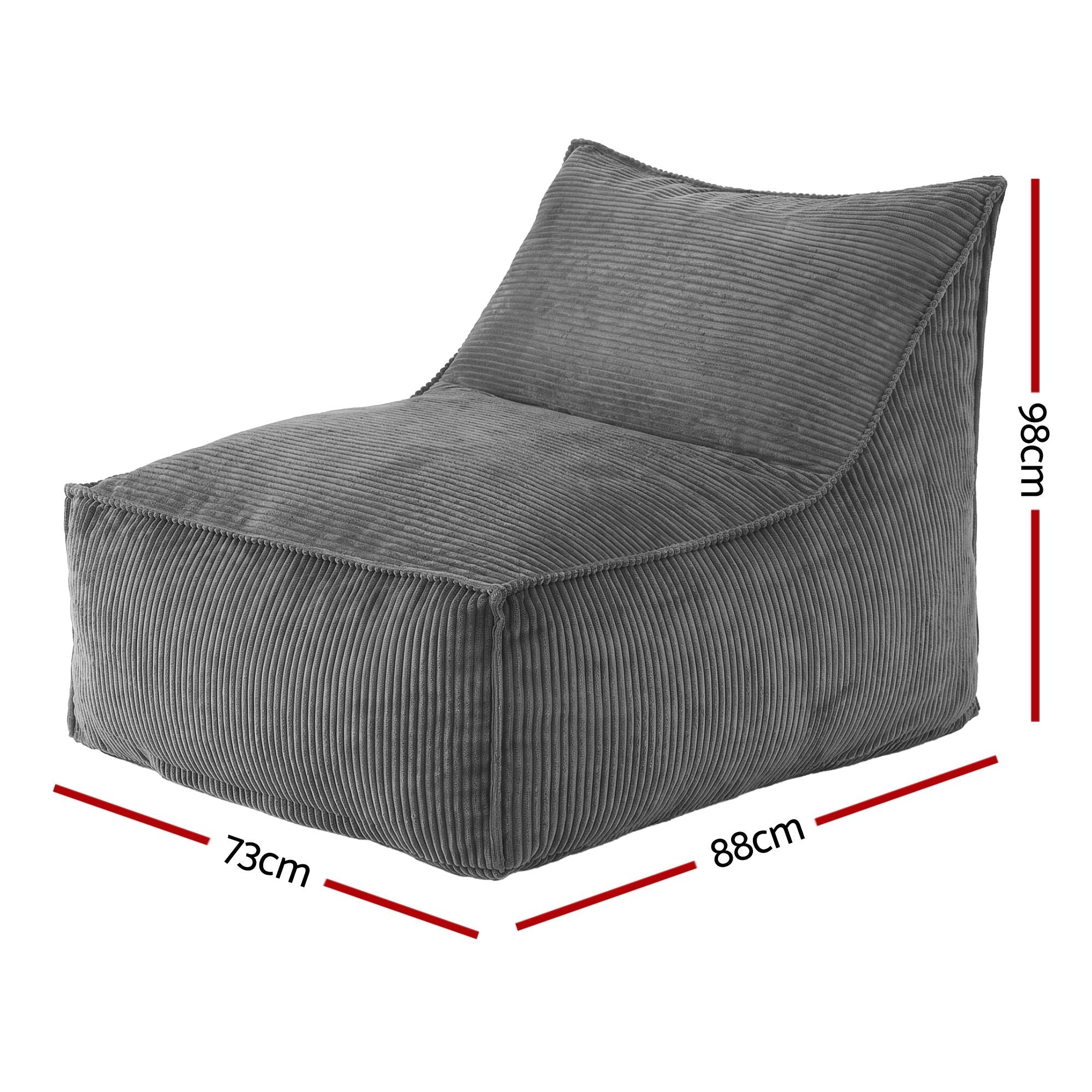 Bean Bag Chair Cover (No Filler) Soft Corduroy Stuffed Animal Storage Bean Bag Cover for Adults, Washable Lazy Sofa Cover for Living Room Bedroom, Grey - Furniture > Sofas > Sofa Accessories - Rivercity House & Home Co. (ABN 18 642 972 209) - Affordable Modern Furniture Australia