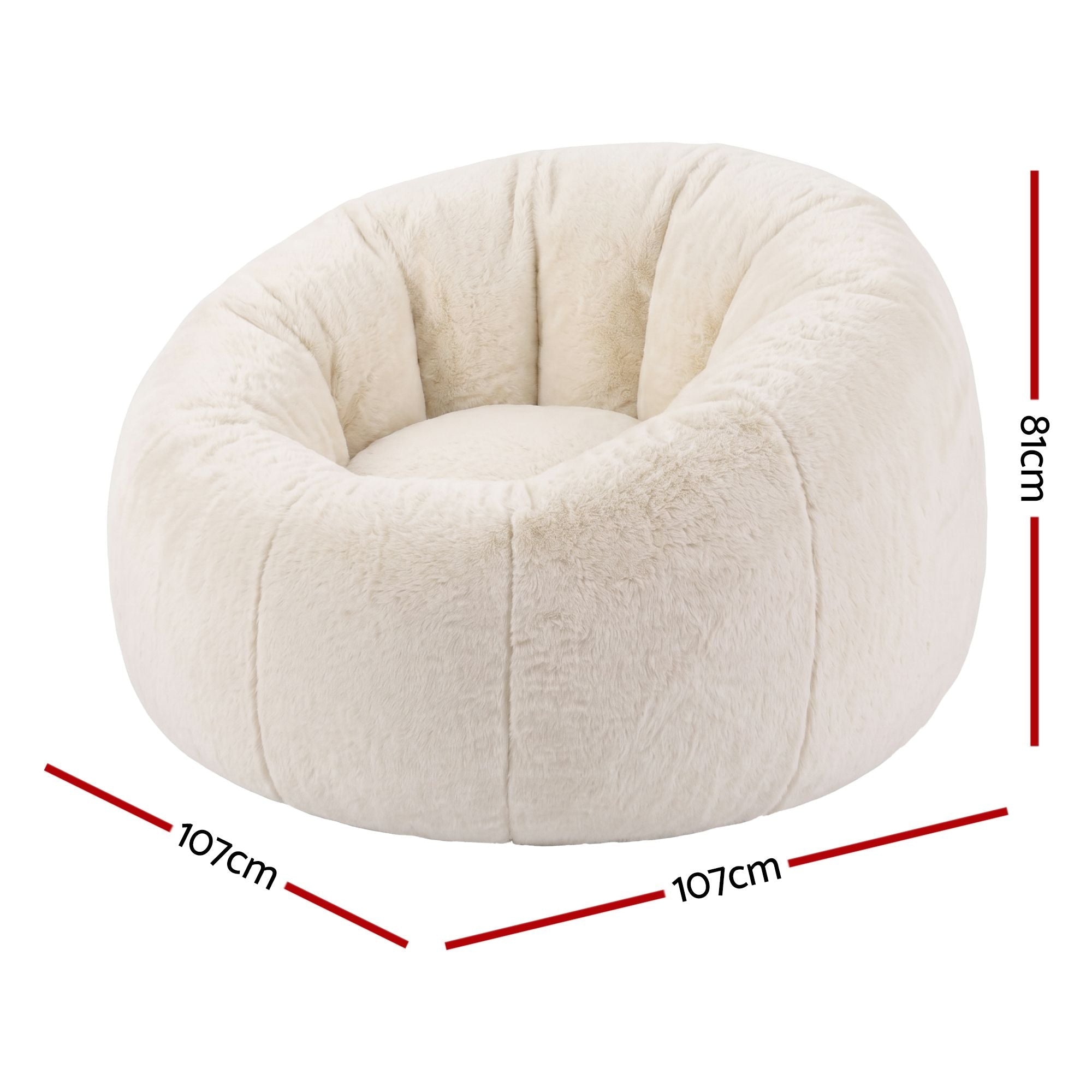 Bean Bag Chair Cover (No Filler) Soft Faux Fur Beanbag Cover Large Round Stuffed Animal Storage Bean Bag Cover Washable Lazy Sofa Cover for Adults Kids Teens, Beige - Furniture > Sofas > Sofa Accessories - Rivercity House & Home Co. (ABN 18 642 972 209) - Affordable Modern Furniture Australia