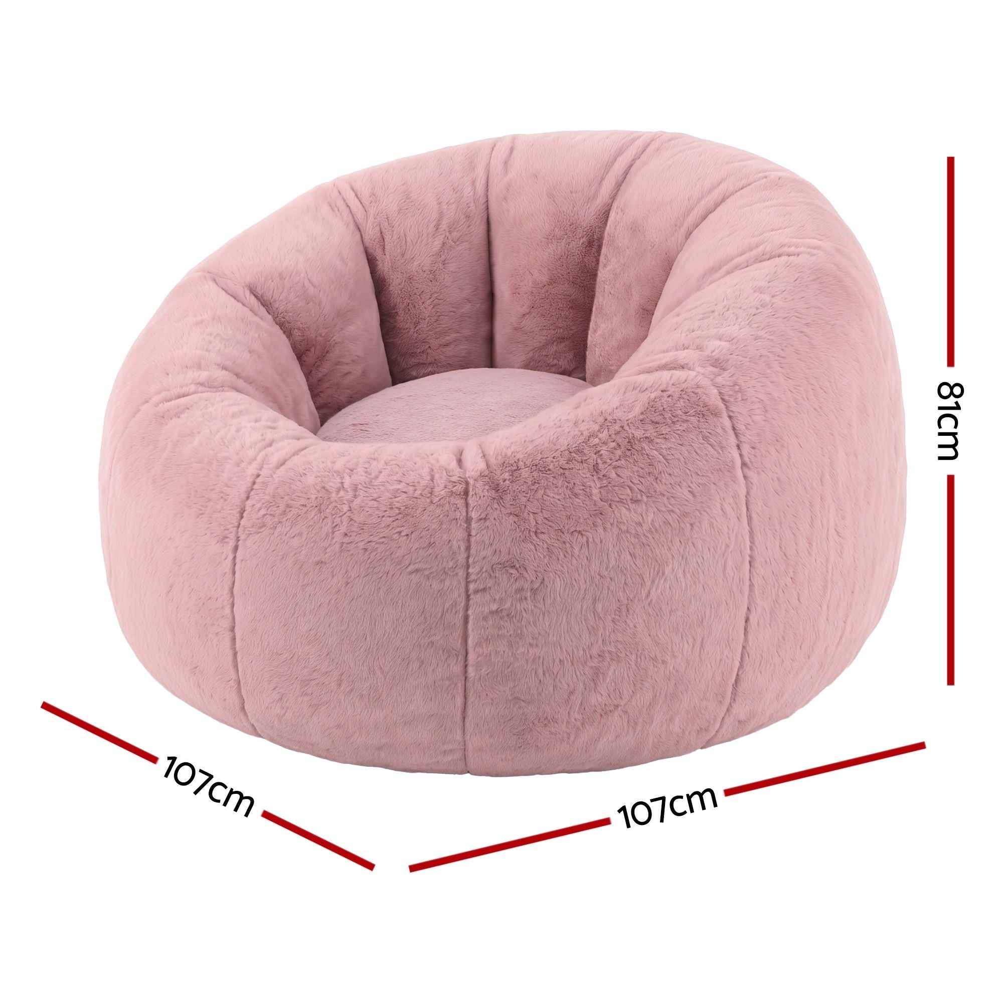 Bean Bag Chair Cover (No Filler) Soft Faux Fur Beanbag Cover Large Round Stuffed Animal Storage Bean Bag Cover Washable Lazy Sofa Cover for Adults Kids Teens, Pink - Furniture > Sofas > Sofa Accessories - Rivercity House & Home Co. (ABN 18 642 972 209) - Affordable Modern Furniture Australia