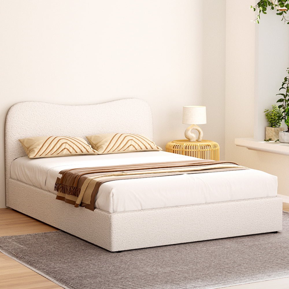 Bed Frame Double Size Boucle DARA - Baby & Kids > Kid's Furniture > Kid's Beds & Bed Frames - Rivercity House & Home Co. (ABN 18 642 972 209) - Affordable Modern Furniture Australia