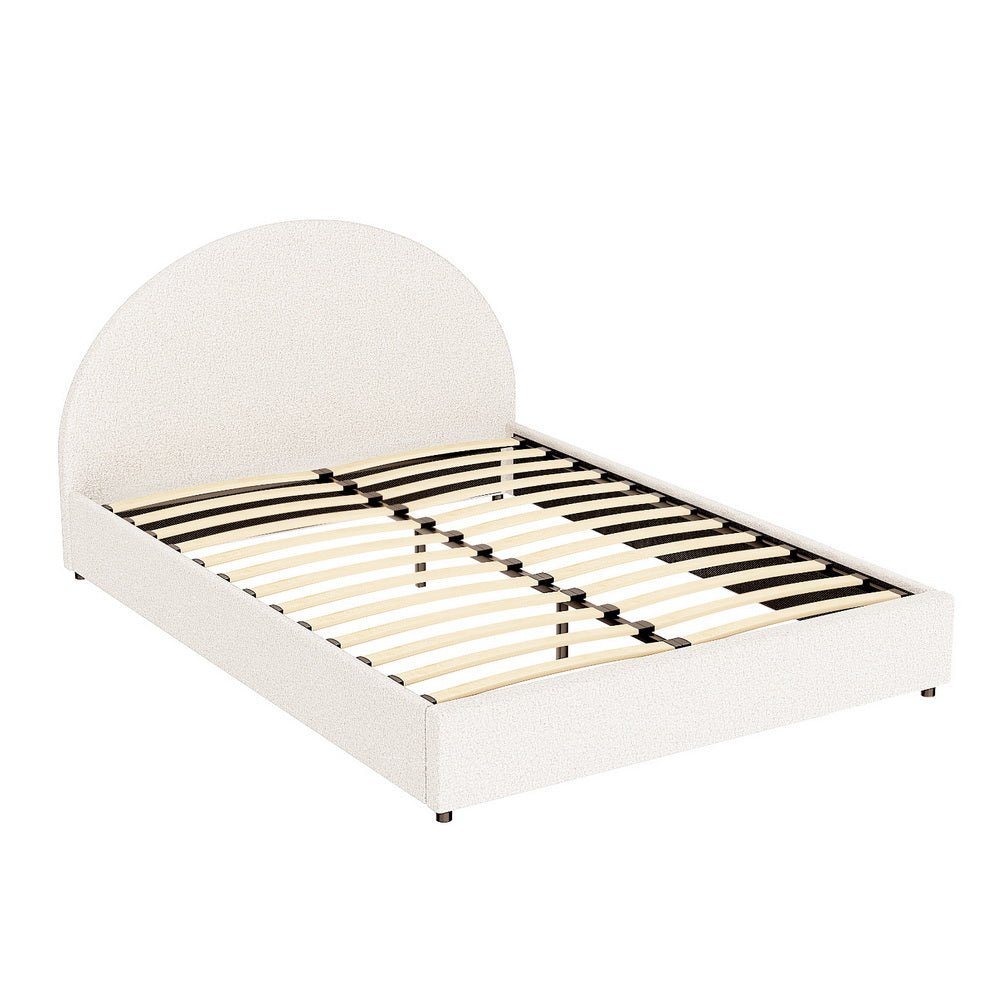 Bed Frame Gas Lift Strorage Beds Base Platform Boucle Fabric Queen ELLA - Furniture > Bedroom > Beds & Bed Frames - Rivercity House & Home Co. (ABN 18 642 972 209) - Affordable Modern Furniture Australia