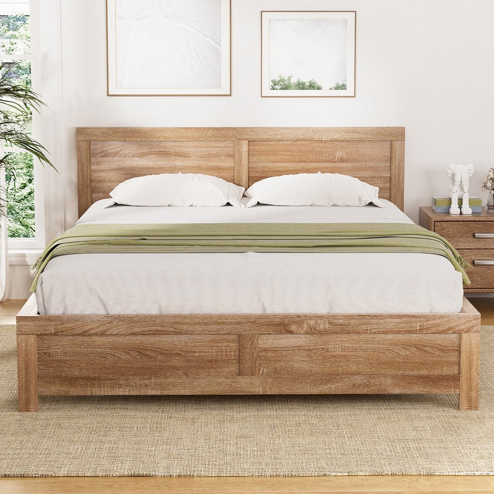Bed Frame Queen Size Wooden Acacia Wood OATMEAL - Furniture > Bedroom > Beds & Bed Frames - Rivercity House & Home Co. (ABN 18 642 972 209) - Affordable Modern Furniture Australia