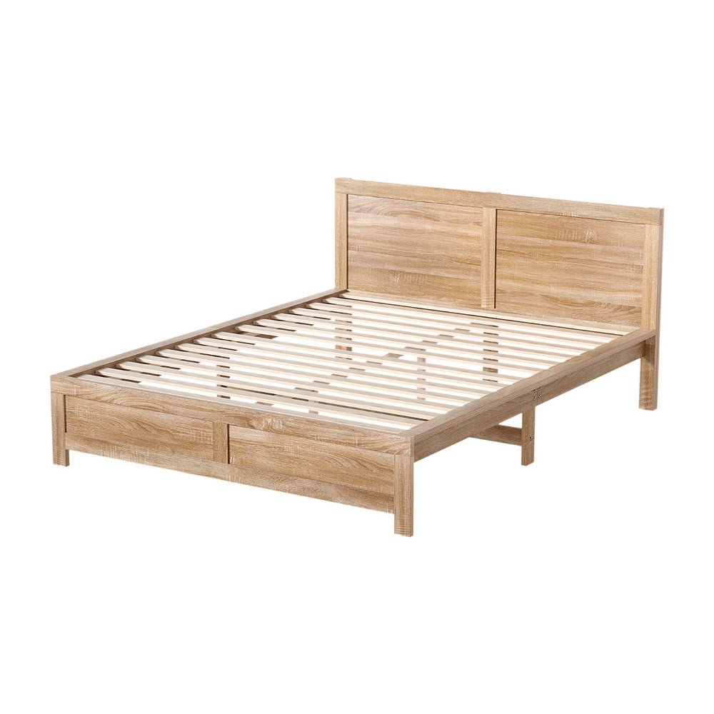 Bed Frame Queen Size Wooden Acacia Wood OATMEAL - Furniture > Bedroom > Beds & Bed Frames - Rivercity House & Home Co. (ABN 18 642 972 209) - Affordable Modern Furniture Australia