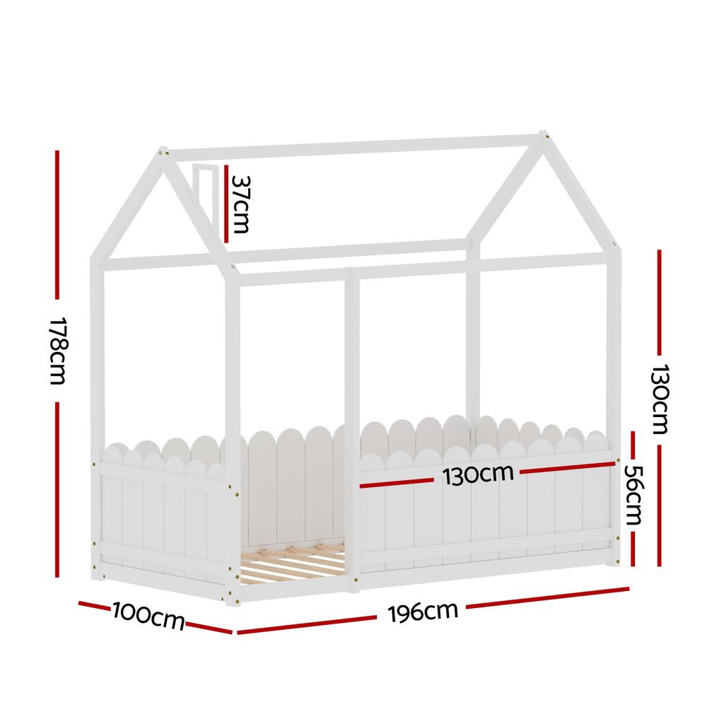 Bed Frame Wooden Kids House Single Frame White KORI - Baby & Kids > Kid's Furniture > Kid's Beds & Bed Frames - Rivercity House & Home Co. (ABN 18 642 972 209) - Affordable Modern Furniture Australia