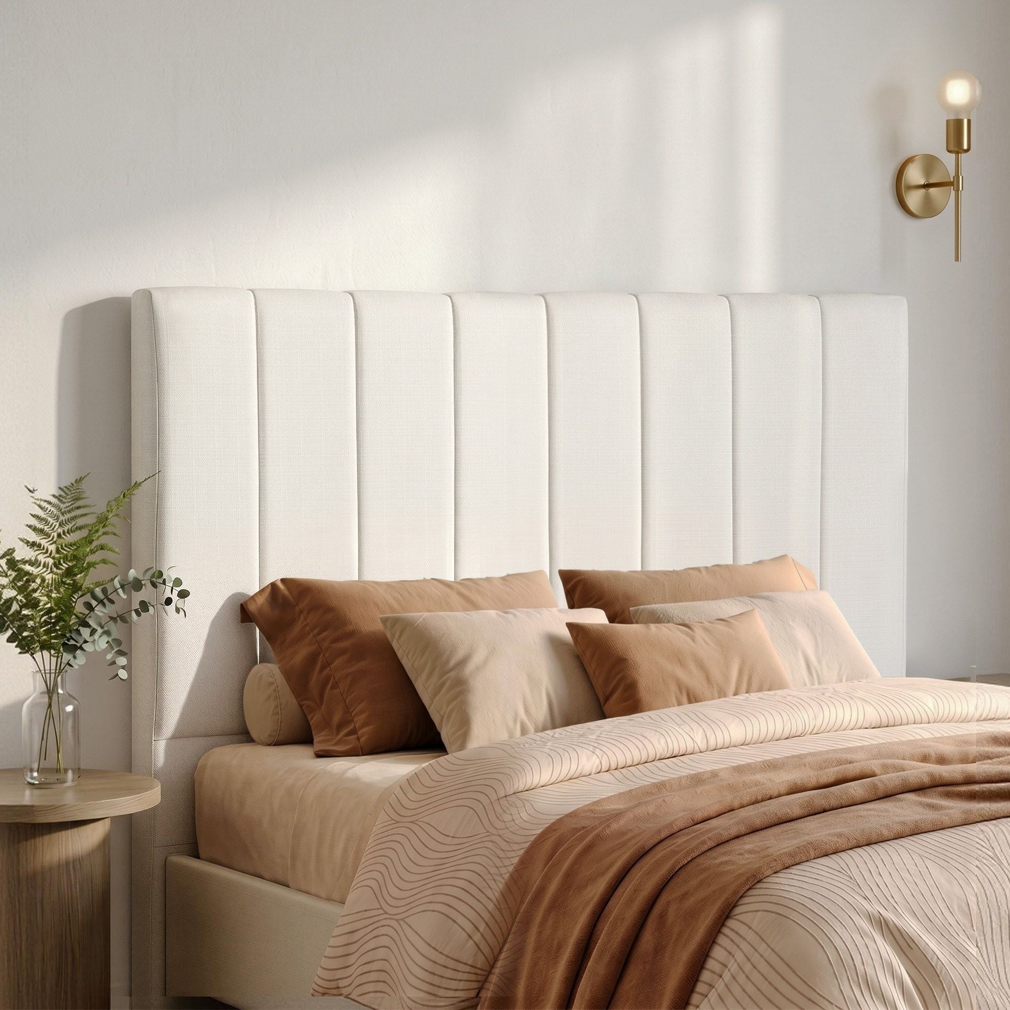 Bed Head Headboard Double Linen 137CM - Beige - Furniture > Bedroom > Headboards - Rivercity House & Home Co. (ABN 18 642 972 209) - Affordable Modern Furniture Australia