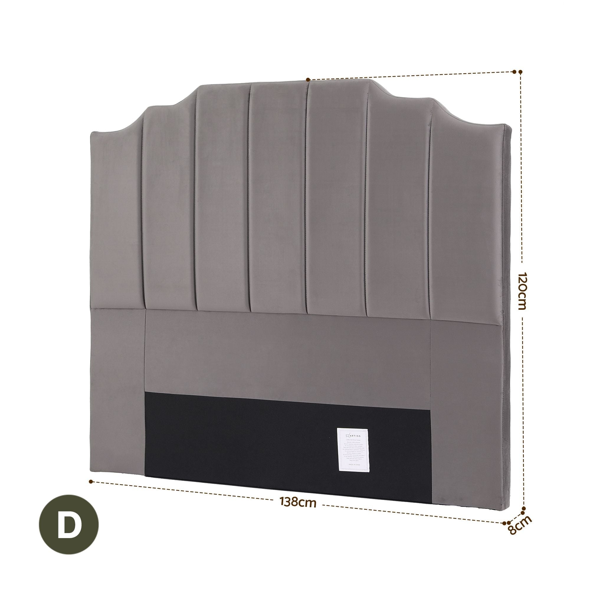 Bed Head Headboard Double Velvet 138CM - Grey - Furniture > Bedroom > Headboards - Rivercity House & Home Co. (ABN 18 642 972 209) - Affordable Modern Furniture Australia