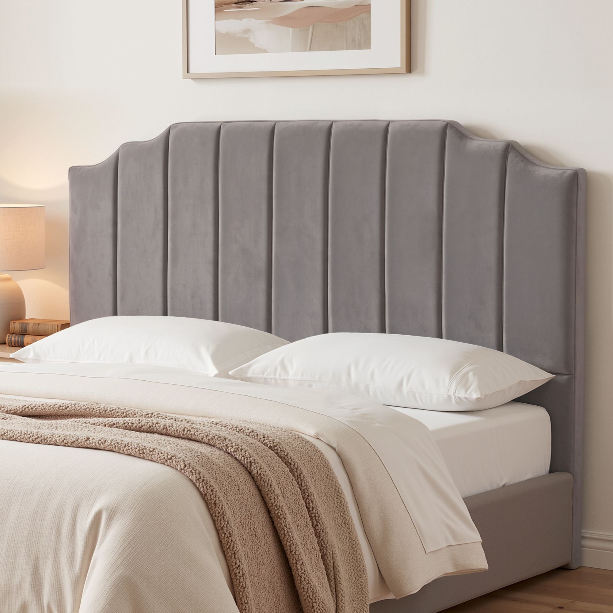 Bed Head Headboard King Velvet 183CM - Grey - Furniture > Bedroom > Headboards - Rivercity House & Home Co. (ABN 18 642 972 209) - Affordable Modern Furniture Australia