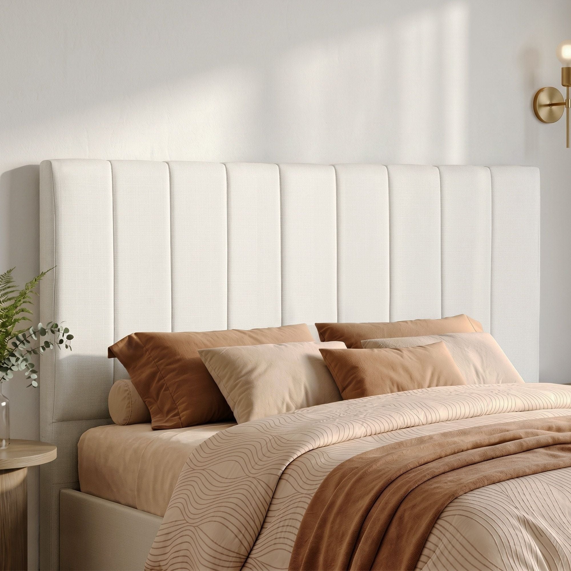 Bed Head Headboard Queen Linen 153CM - Beige - Furniture > Bedroom > Headboards - Rivercity House & Home Co. (ABN 18 642 972 209) - Affordable Modern Furniture Australia