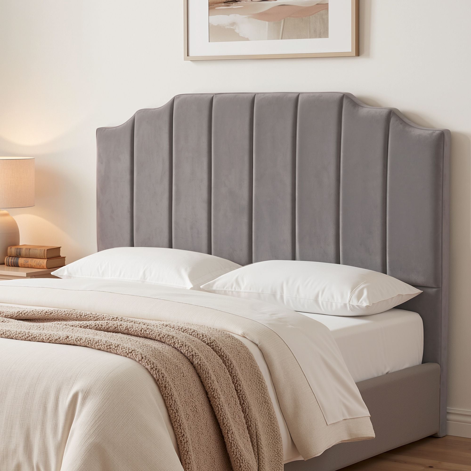 Bed Head Headboard Queen Velvet 153CM - Grey - Furniture > Bedroom > Headboards - Rivercity House & Home Co. (ABN 18 642 972 209) - Affordable Modern Furniture Australia