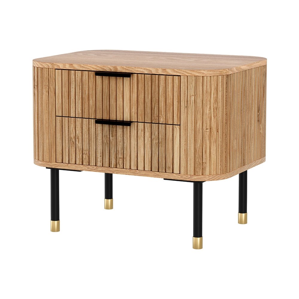 Bedside Table 2 Drawers Paulownia Wood Pine - Furniture > Bedroom > Bedside Tables - Rivercity House & Home Co. (ABN 18 642 972 209) - Affordable Modern Furniture Australia