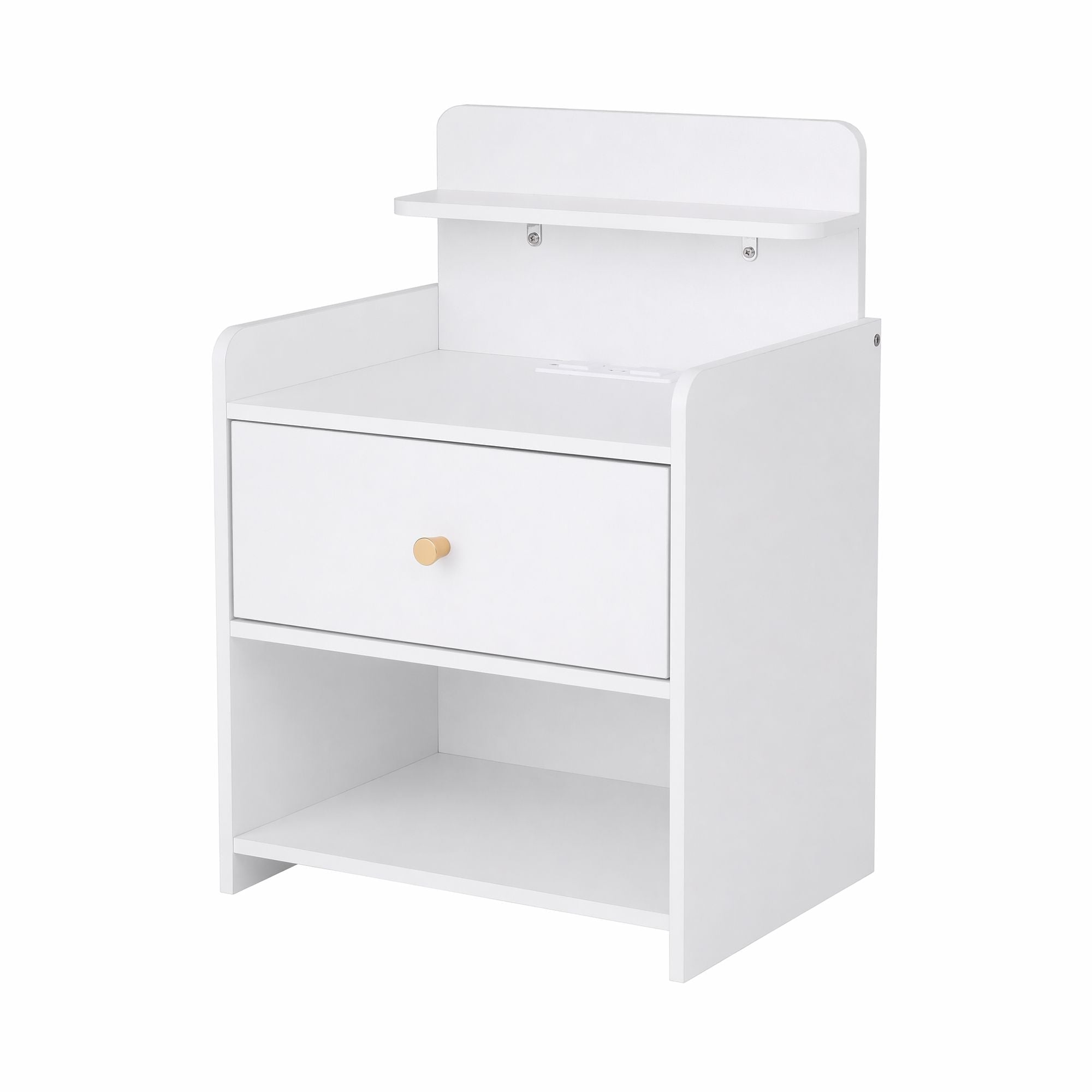 Bedside Table Drawer Charging Station White - Furniture > Bedroom > Bedside Tables - Rivercity House & Home Co. (ABN 18 642 972 209) - Affordable Modern Furniture Australia