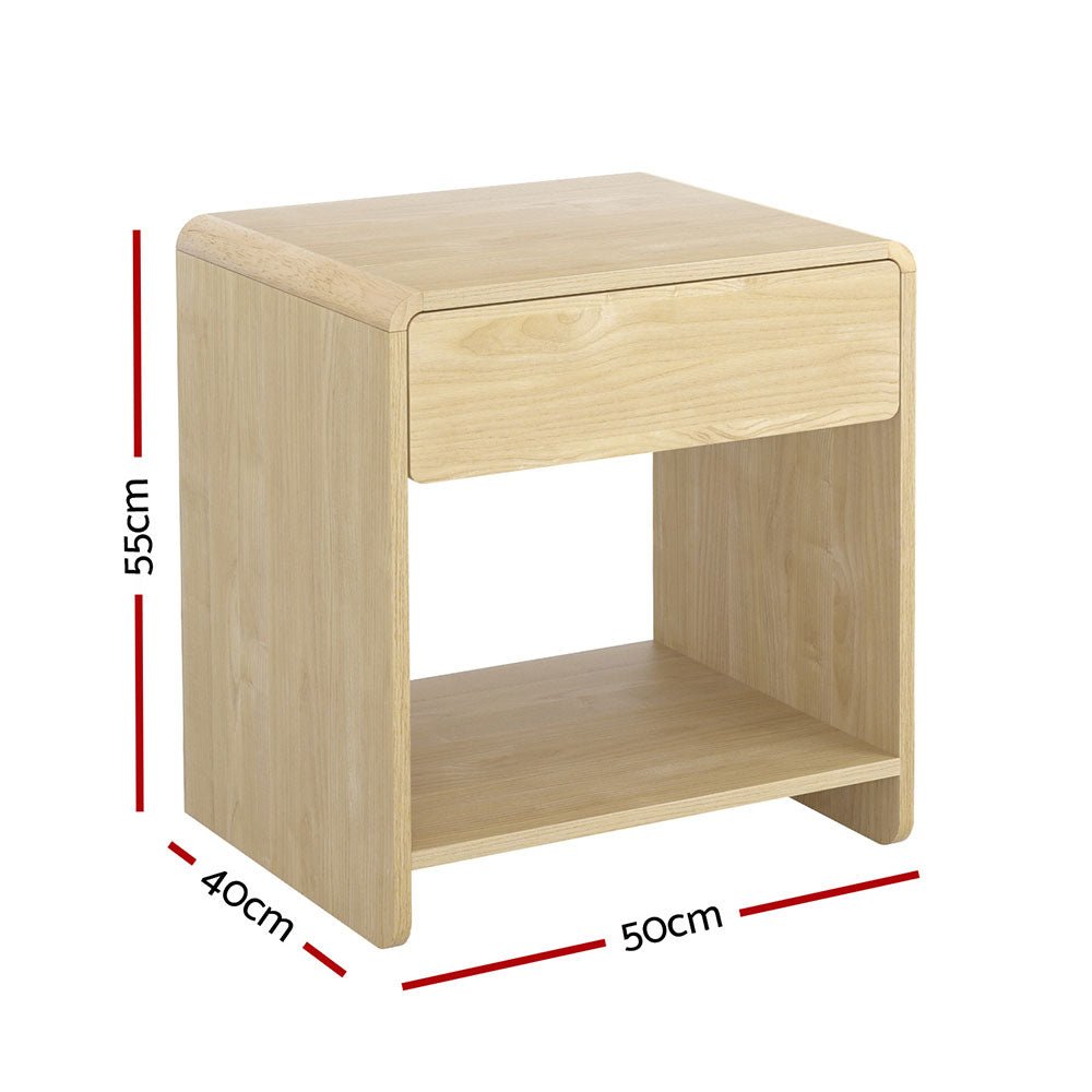 Bedside Table Drawer Open Shelf Pine - Furniture > Bedroom > Bedside Tables - Rivercity House & Home Co. (ABN 18 642 972 209) - Affordable Modern Furniture Australia