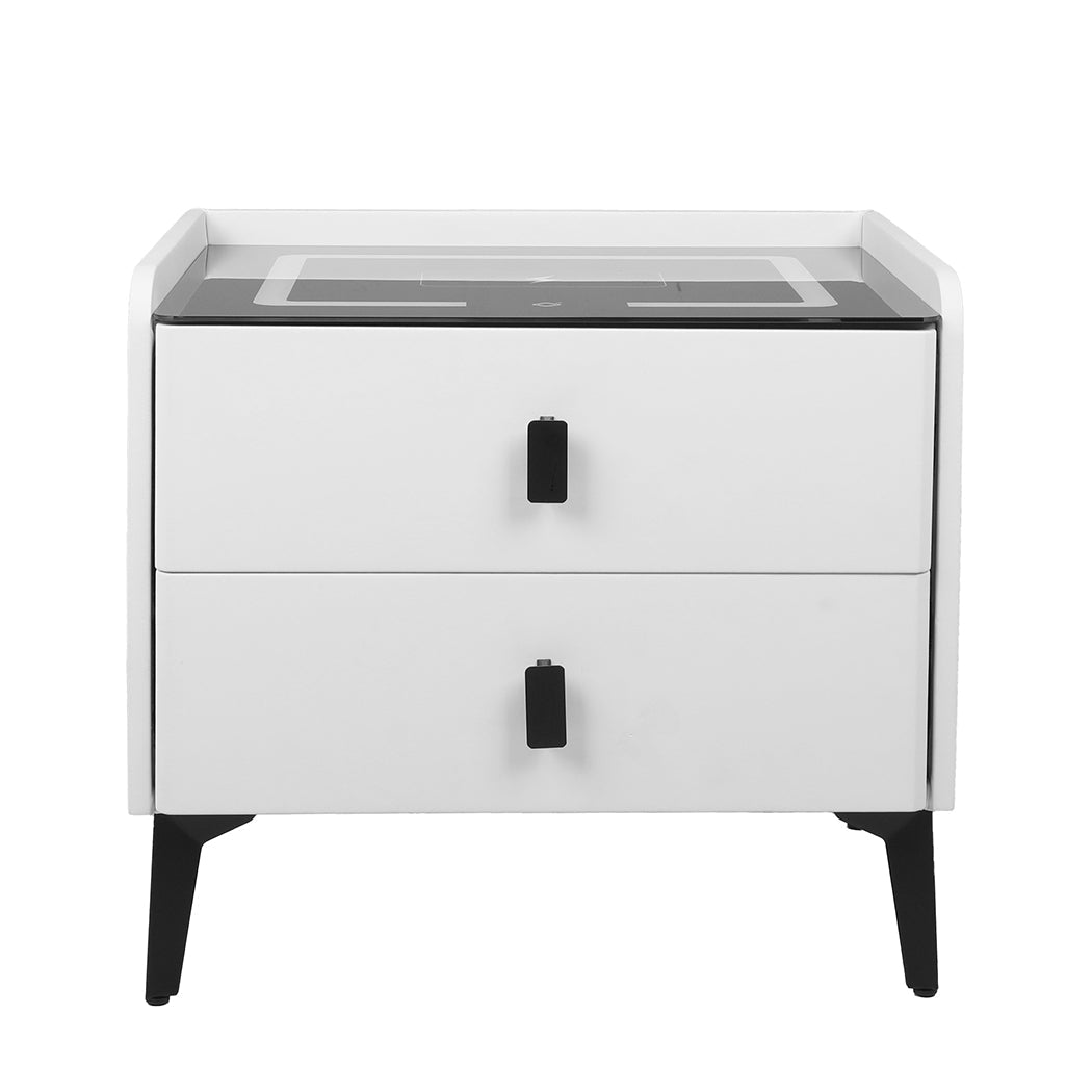Bedside Table LED Lights Drawers Storage - Rivercity House & Home Co. (ABN 18 642 972 209) - Affordable Modern Furniture Australia