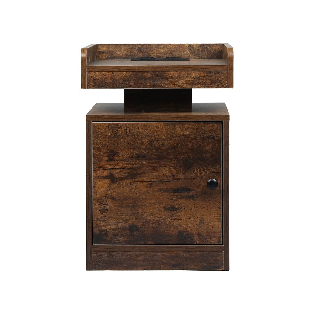 Bedside Table USB Charger Outlet RGB Oak - Rivercity House & Home Co. (ABN 18 642 972 209) - Affordable Modern Furniture Australia