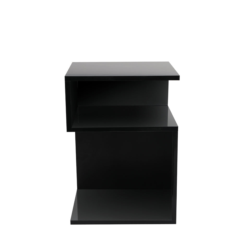 Bedside Table with Drawers and Open Shelves 33x33x50cm - Black - Rivercity House & Home Co. (ABN 18 642 972 209) - Affordable Modern Furniture Australia