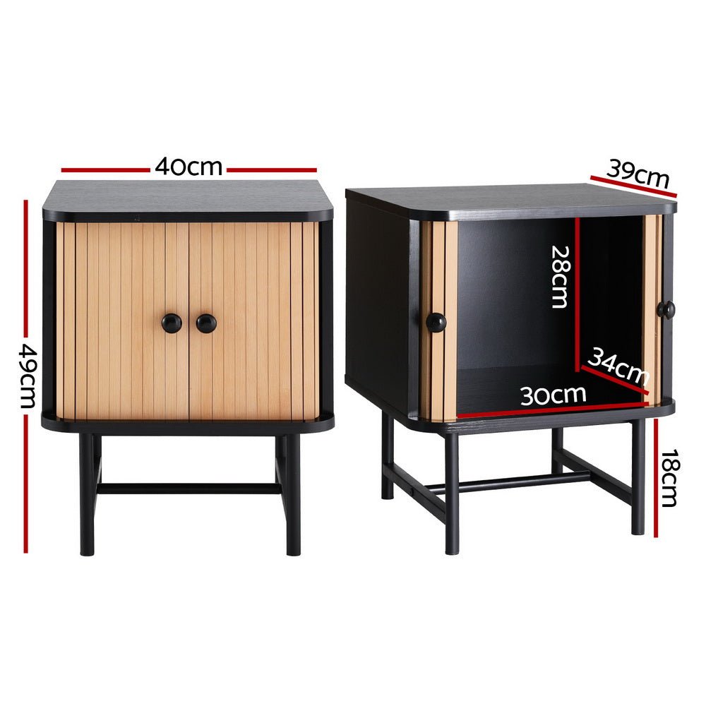 Bedside Table with Sliding Doors BORIS - Furniture > Bedroom > Bedside Tables - Rivercity House & Home Co. (ABN 18 642 972 209) - Affordable Modern Furniture Australia