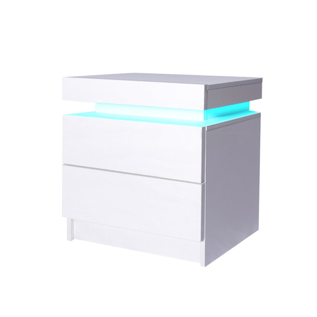 Bedside Tables RGB LED Side Table White - Rivercity House & Home Co. (ABN 18 642 972 209) - Affordable Modern Furniture Australia