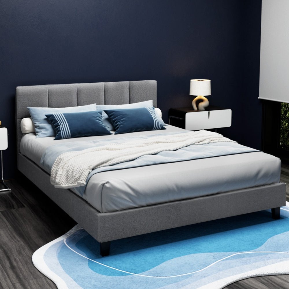 Bondi Queen Bed Frame Grey - Rivercity House & Home Co. (ABN 18 642 972 209) - Affordable Modern Furniture Australia