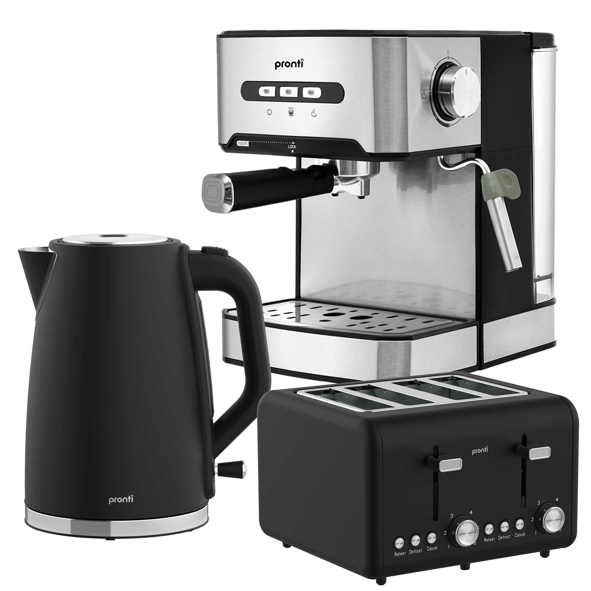 Breakfast Set with 1.6L Coffee Machine, Silver Noir Toaster & Kettle - Appliances > Kitchen Appliances > Kettles - Rivercity House & Home Co. (ABN 18 642 972 209) - Affordable Modern Furniture Australia