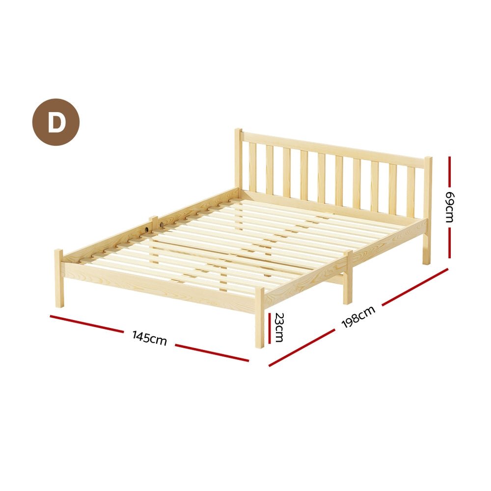 Bribie Wooden Double Bed Frame - Furniture > Bedroom - Rivercity House & Home Co. (ABN 18 642 972 209) - Affordable Modern Furniture Australia