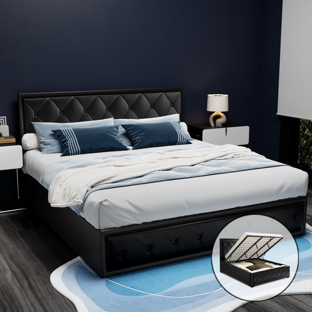 Bronte Storage King Bed Frame Black - Rivercity House & Home Co. (ABN 18 642 972 209) - Affordable Modern Furniture Australia
