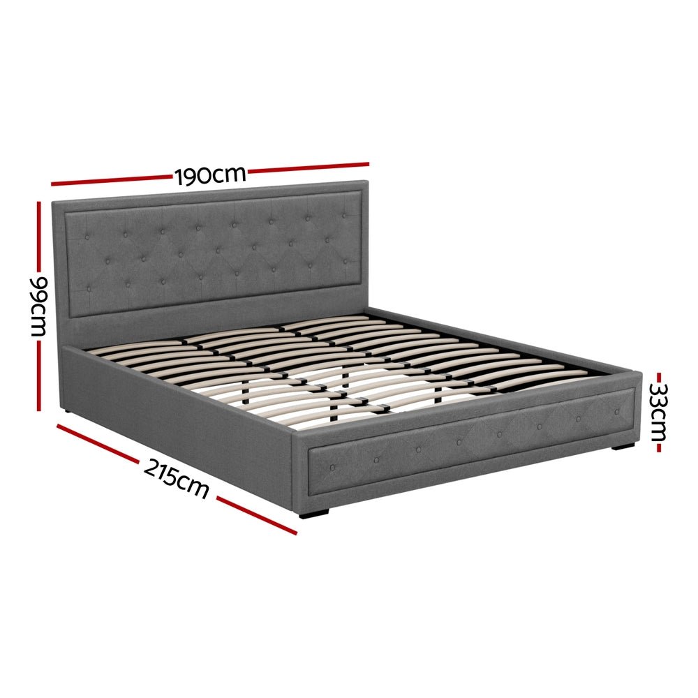 Bronte Storage King Bed Frame Grey - Rivercity House & Home Co. (ABN 18 642 972 209) - Affordable Modern Furniture Australia