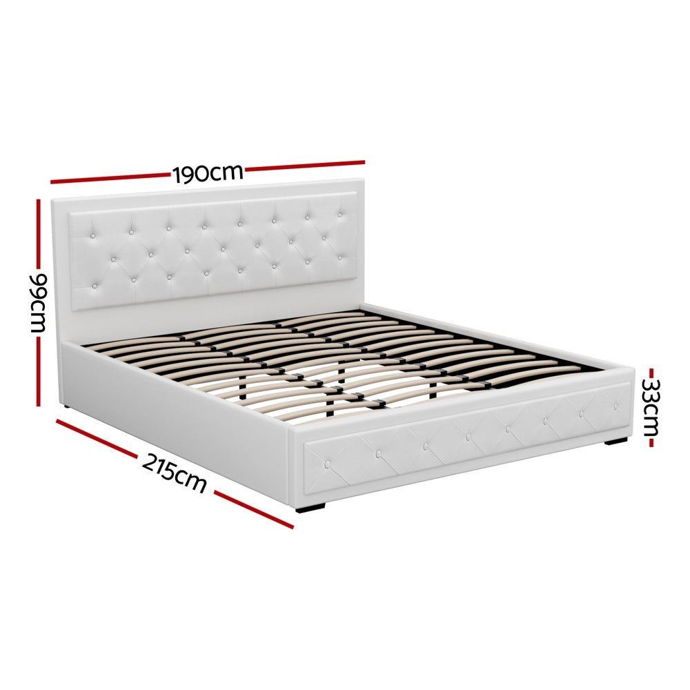 Bronte Storage King Bed Frame White - Rivercity House & Home Co. (ABN 18 642 972 209) - Affordable Modern Furniture Australia
