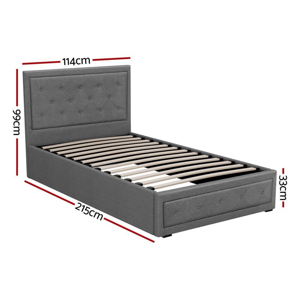 Bronte Storage King Single Bed Frame Grey - Rivercity House & Home Co. (ABN 18 642 972 209) - Affordable Modern Furniture Australia