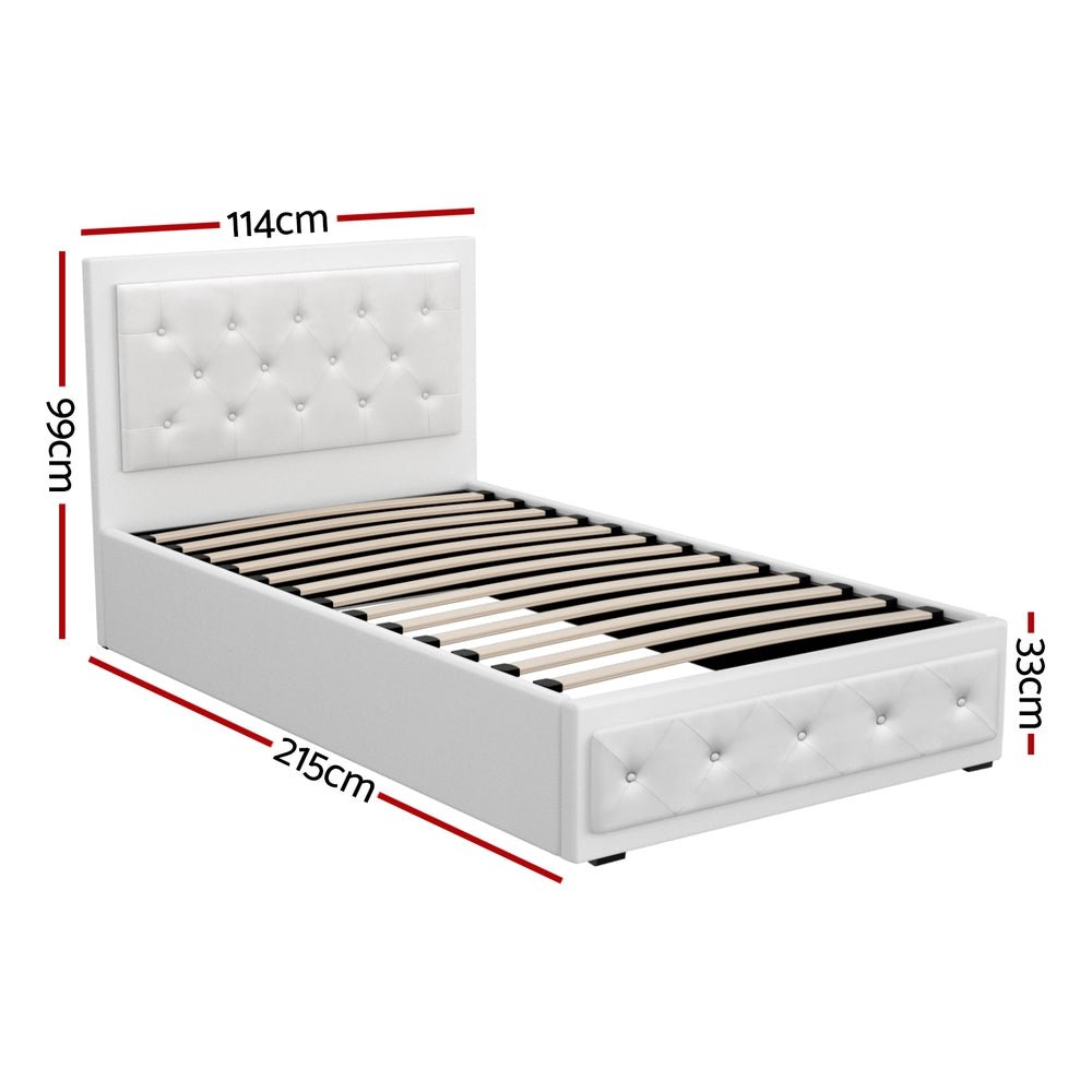 Bronte Storage King Single Bed Frame White - Rivercity House & Home Co. (ABN 18 642 972 209) - Affordable Modern Furniture Australia