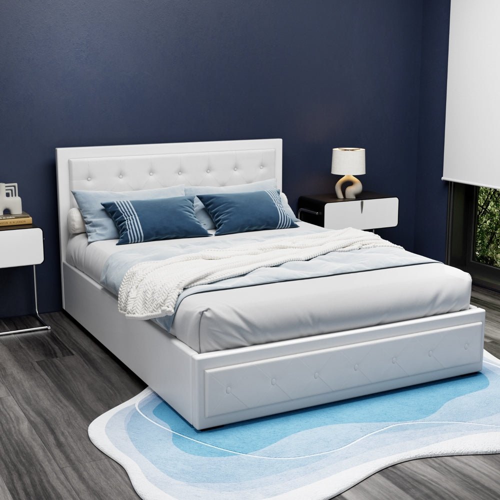 Bronte Storage Queen Bed Frame White - Rivercity House & Home Co. (ABN 18 642 972 209) - Affordable Modern Furniture Australia