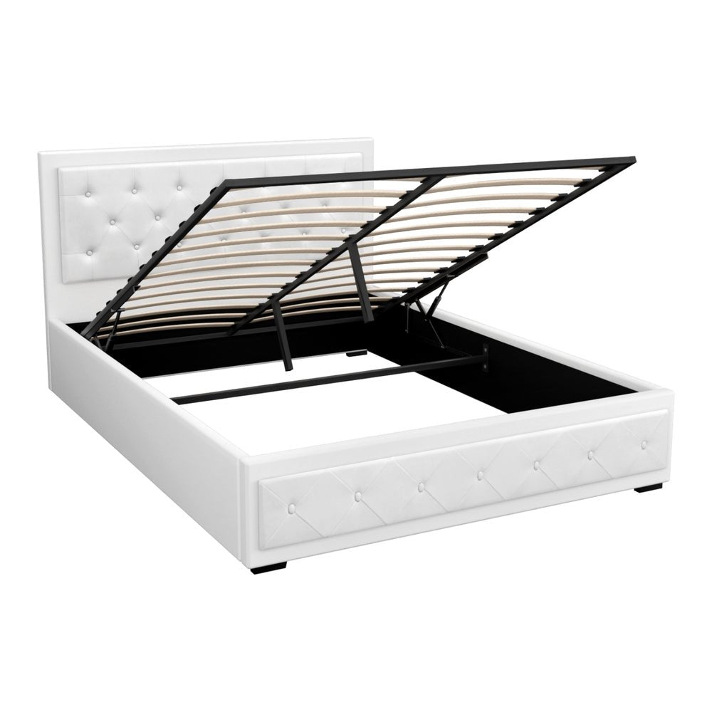 Bronte Storage Queen Bed Frame White - Rivercity House & Home Co. (ABN 18 642 972 209) - Affordable Modern Furniture Australia