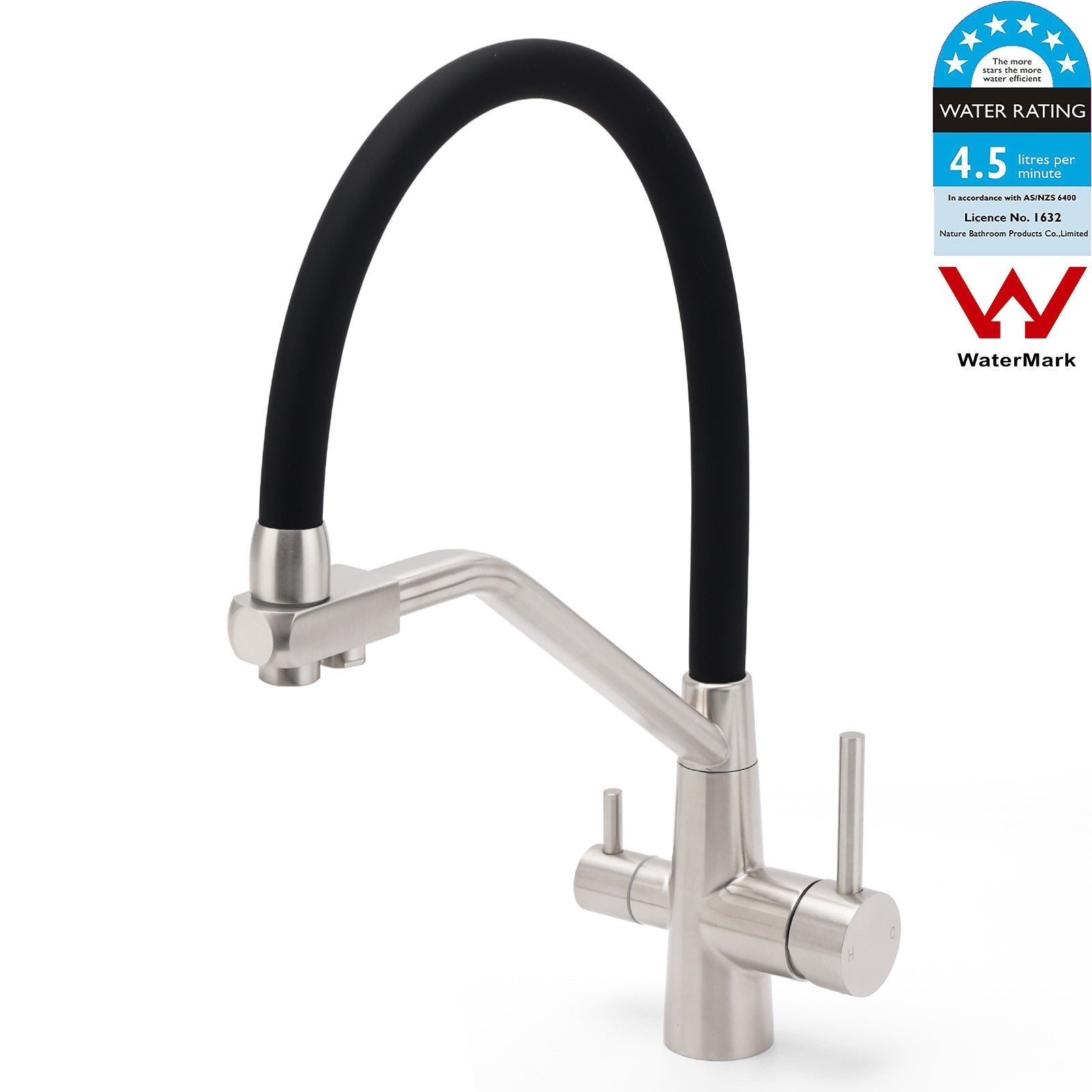 Brushed Nickel 3 Way Pull Down Kitchen Mixer Pure Drinking Water Sink Tap Spout - Furniture > Bathroom > Tap & Sink Accessories - Rivercity House & Home Co. (ABN 18 642 972 209) - Affordable Modern Furniture Australia