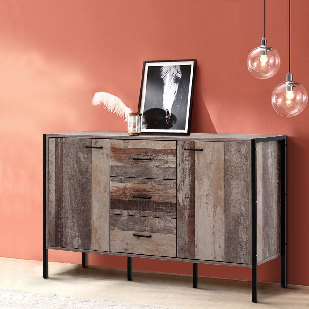 Buffet Sideboard Storage Cabinet Industrial Rustic Wooden - Rivercity House & Home Co. (ABN 18 642 972 209) - Affordable Modern Furniture Australia