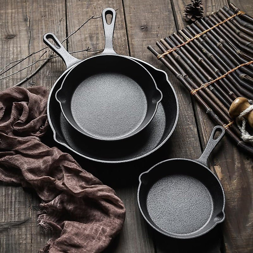 Cast Iron Frying Pan Set – 3PCS Skillet, Grill & Oven Cookware for Home Cooking - Home & Garden > Kitchenware > Kitchen Utensils - Rivercity House & Home Co. (ABN 18 642 972 209) - Affordable Modern Furniture Australia