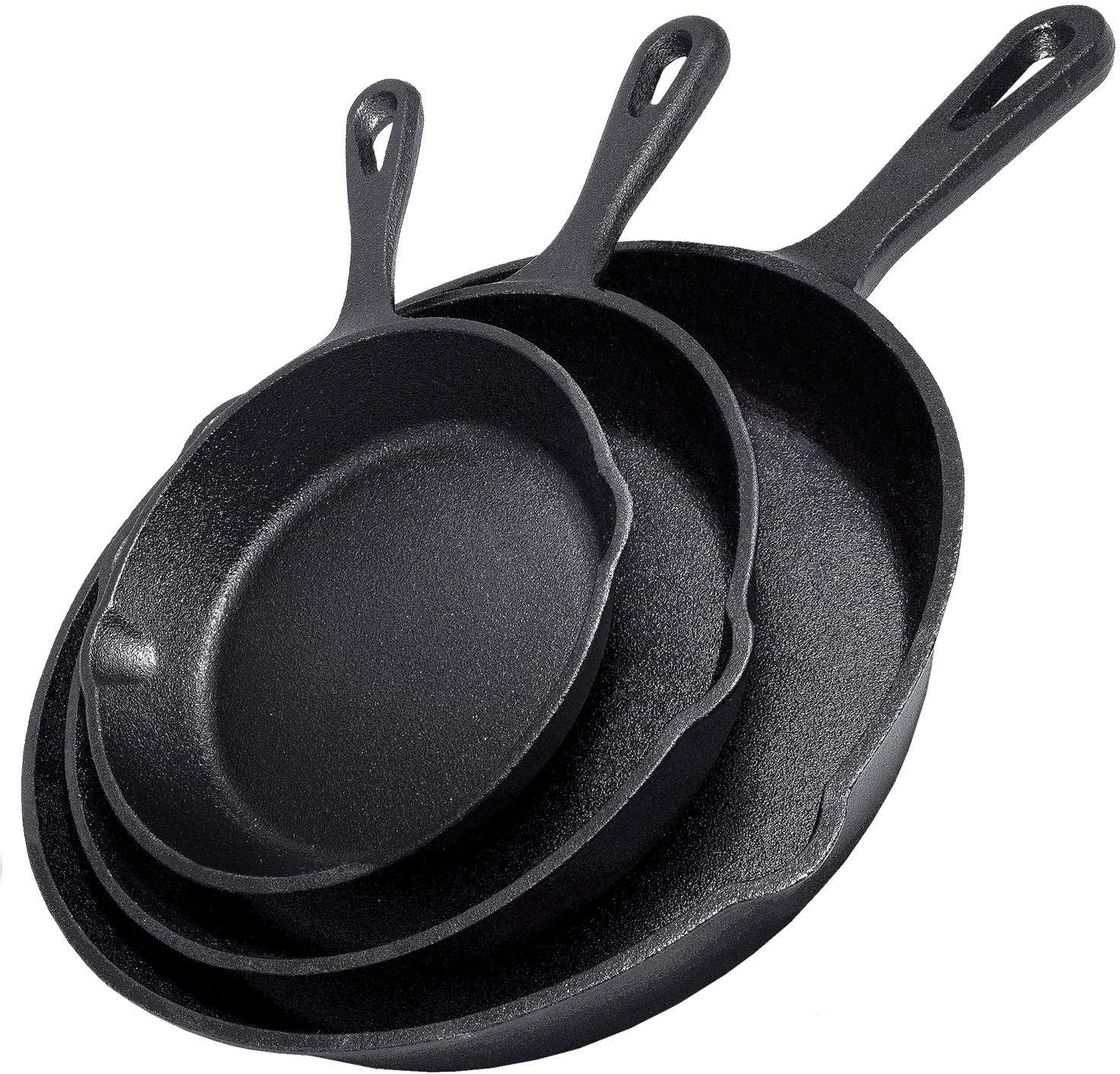 Cast Iron Skillet Cookware 3 - Piece Set Chef Quality Pre - Seasoned Pan 10" 8" 6" Pans - Home & Garden > Kitchenware > Skillets & Frying Pans - Rivercity House & Home Co. (ABN 18 642 972 209) - Affordable Modern Furniture Australia
