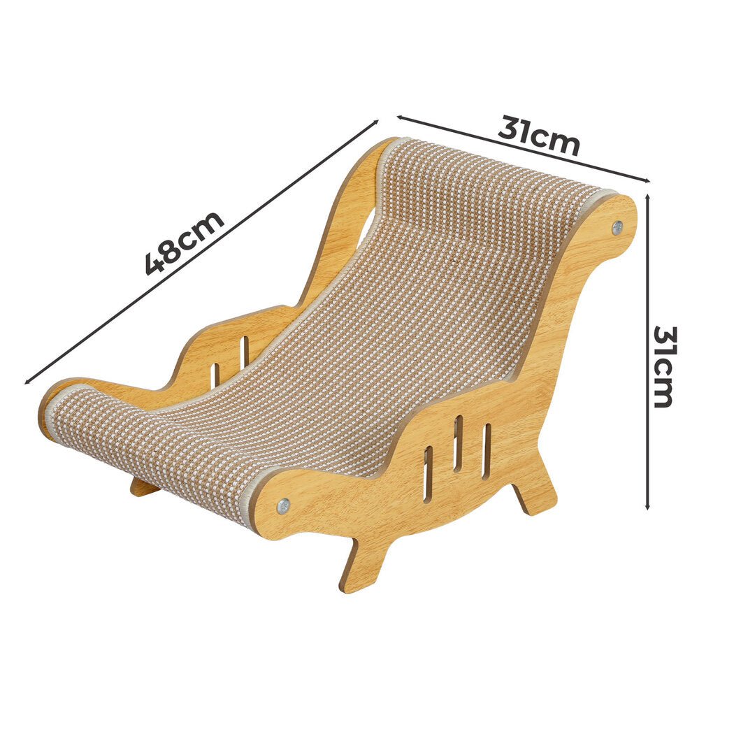 Cat Scratcher and Bed Lounge Chair with Scratching Pad - Light Wood & Brown - Rivercity House & Home Co. (ABN 18 642 972 209) - Affordable Modern Furniture Australia