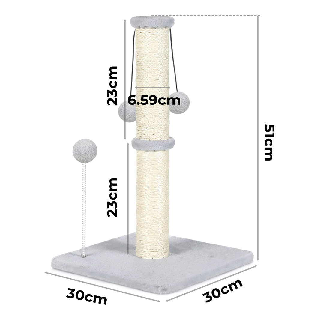 Cat Scratcher Tower Scratching Post with Plush Balls - Light Grey - Rivercity House & Home Co. (ABN 18 642 972 209) - Affordable Modern Furniture Australia